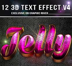 PS图层样式－12个时髦的3D文本样式：12 3d Text Effect v4